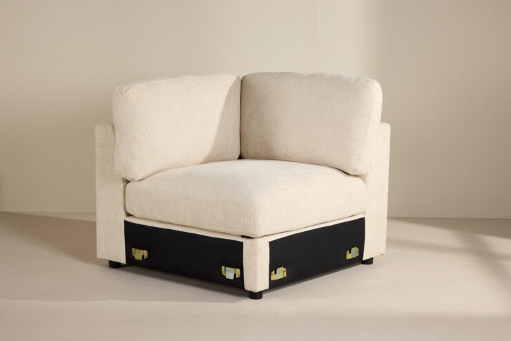Salerno – Canapé d'angle – Beige, Noir – 99 x 86 x 99 cm