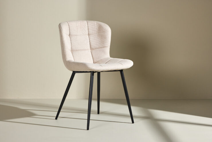 Lily – Chaise de salle à manger – Beige, Noir – 56 x 80 x 51 cm
