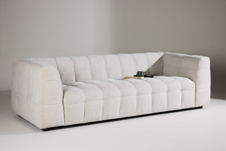 Malou – Canapé 3 places – Beige, Noir – 98 x 70 x 238 cm