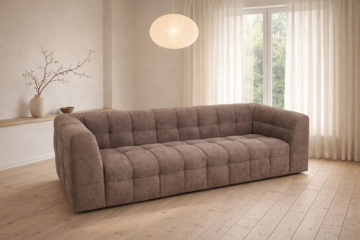 Malou – Canapé 3 places – Marron, Noir – 238 x 98 x 70 cm