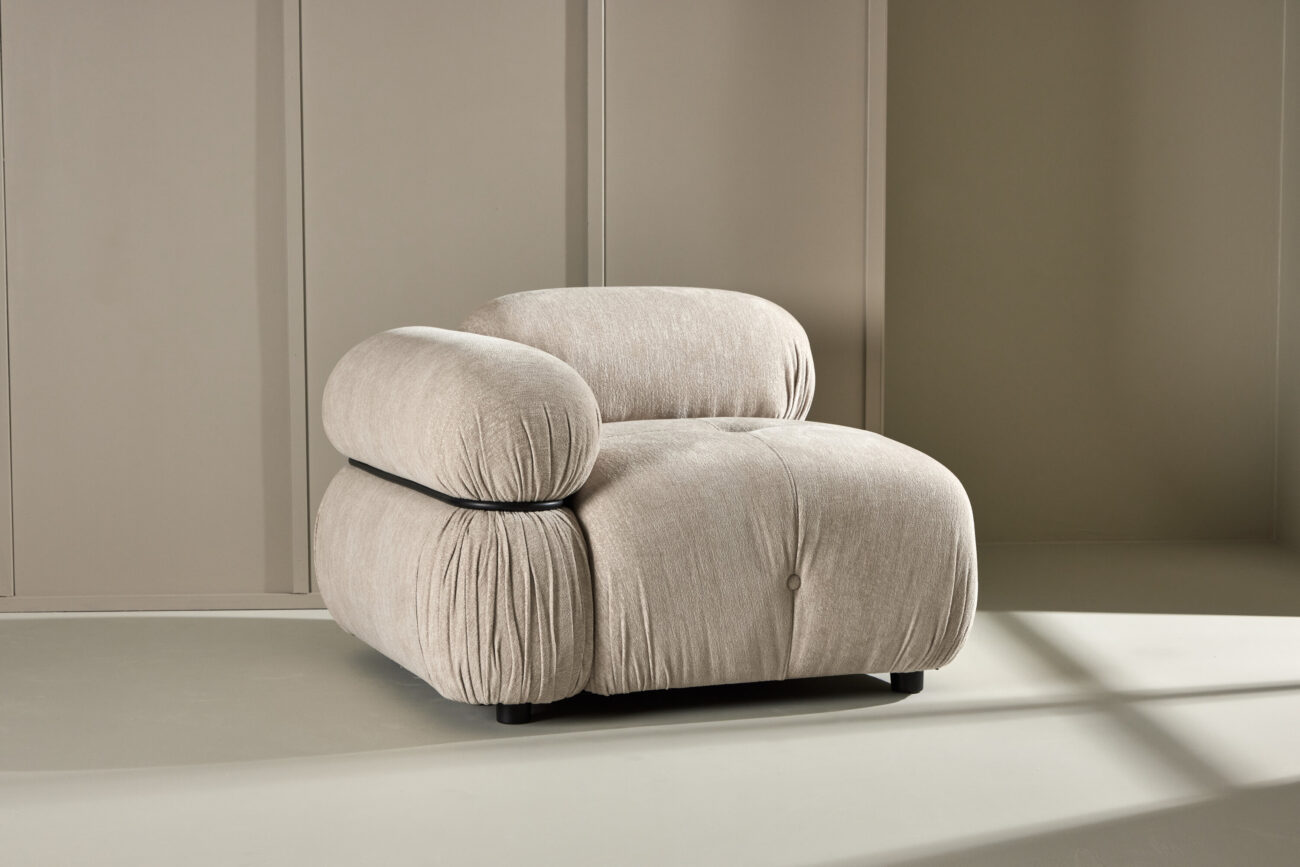 Mika – Module de canapé – Beige, Noir – 95 x 70 x 95 cm
