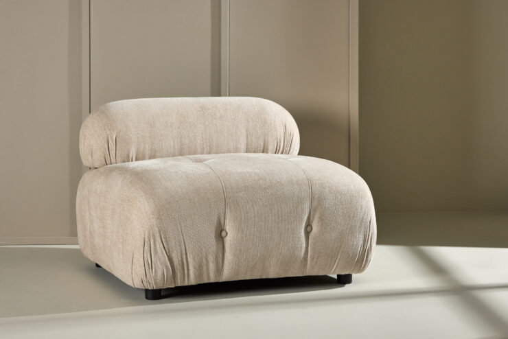 Mika – Module de canapé – Beige, Noir – 95 x 70 x 95 cm