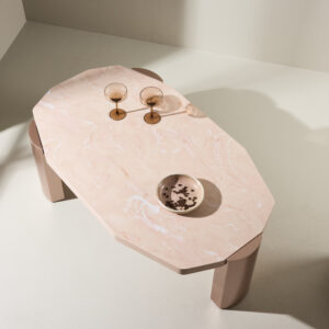 Kres – Table basse – Doré, Rose – 125 x 71 cm