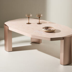 Kres – Table basse – Doré, Rose – 125 x 71 cm