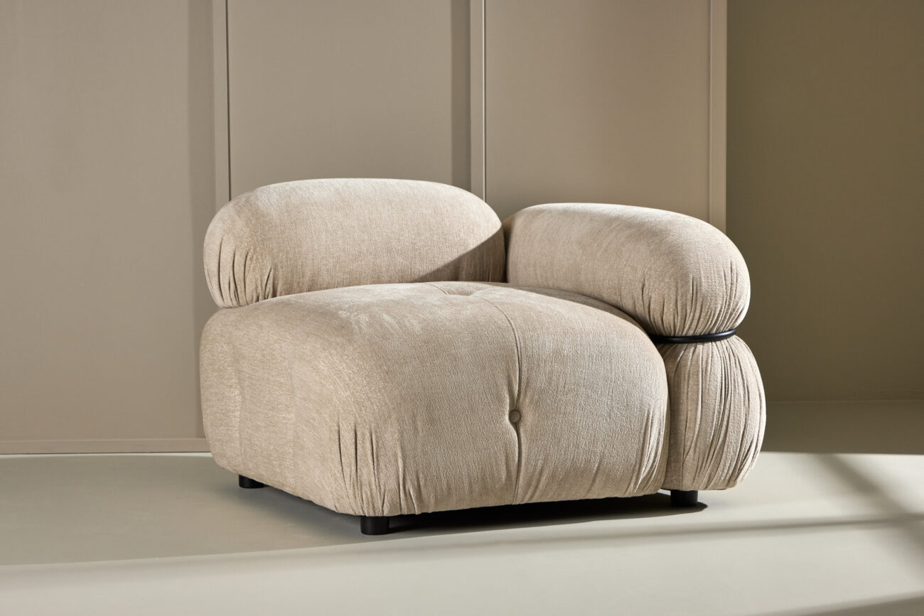 Mika – Module de canapé – Beige, Noir – 95 x 70 x 95 cm