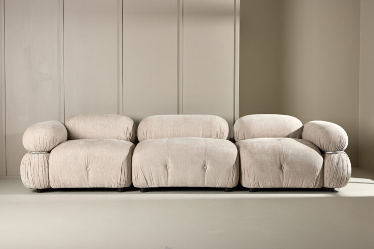 Mika – Module de canapé – Beige, Noir, Chrome – 95 x 70 x 95 cm