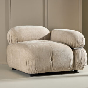 Mika – Module de canapé – Beige, Noir, Chrome – 95 x 70 x 95 cm