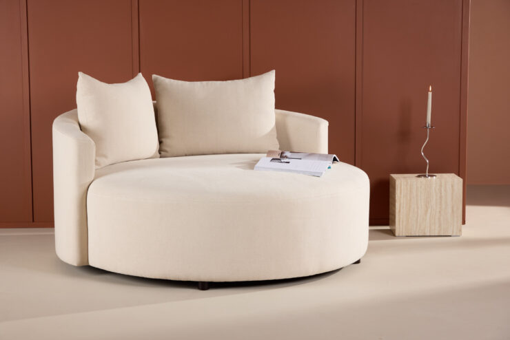 Kelso – Canapé 3 places – Beige, Noir – ⌀150 cm