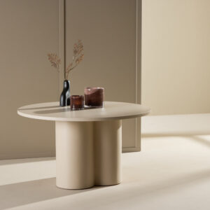 Olivia – Table basse – Beige – ⌀80 cm