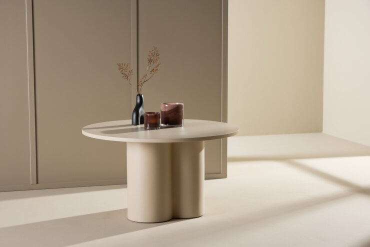 Olivia – Table basse – Beige – ⌀80 cm