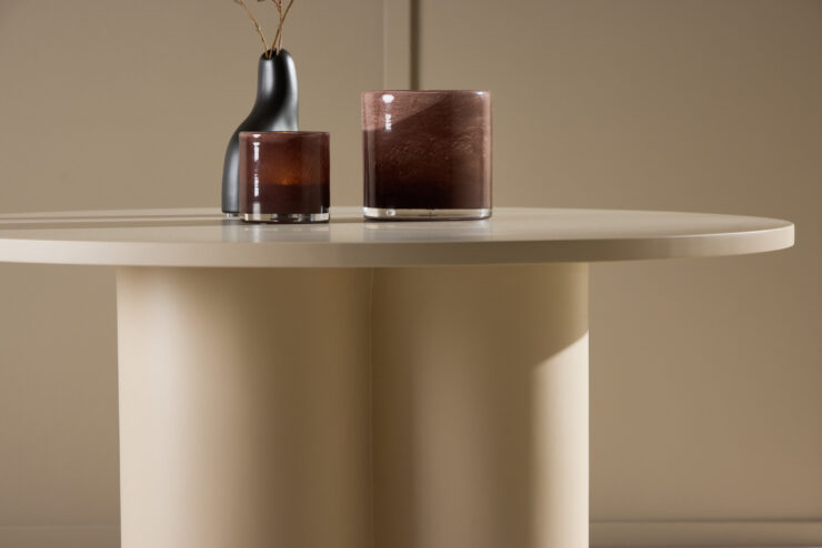 Olivia – Table basse – Beige – ⌀80 cm