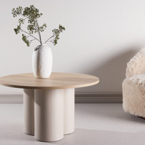 Olivia – Table basse – Beige, Blanchi – ⌀80 cm