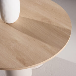 Olivia – Table basse – Beige, Blanchi – ⌀80 cm