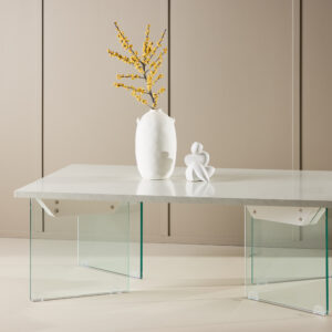 Ester – Table basse – Transparent, Blanc – 120 x 80 cm