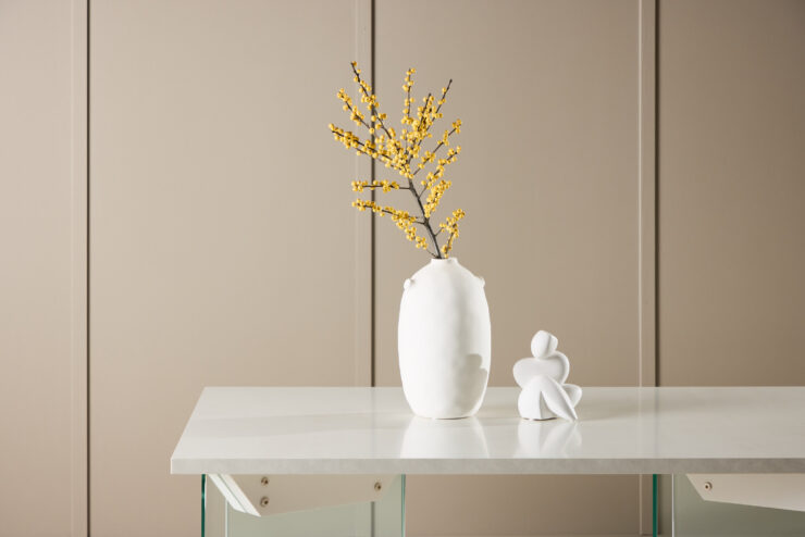 Ester – Table basse – Transparent, Blanc – 120 x 80 cm