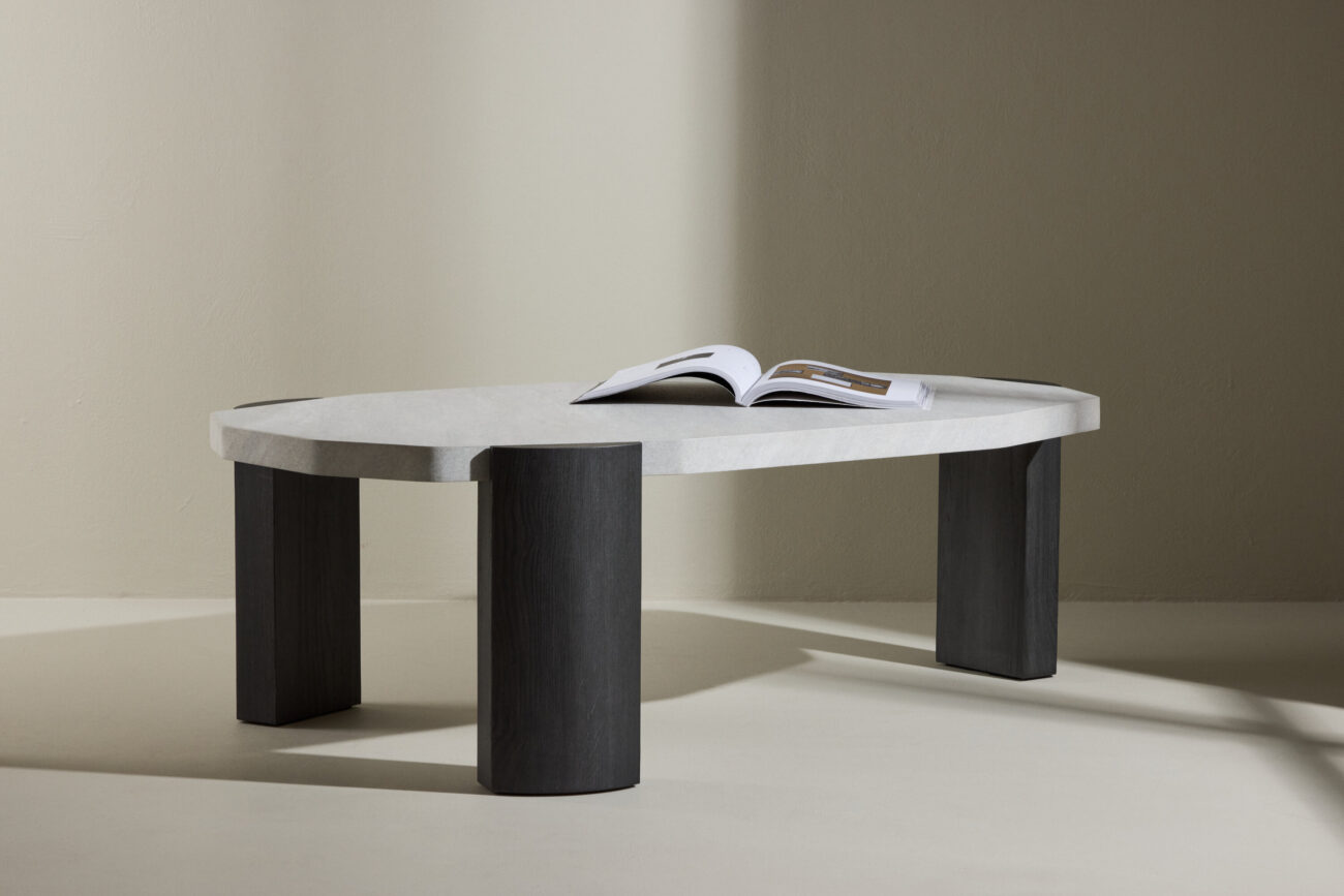 Kres – Table basse – Beige, Noir – 125 x 71 cm