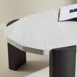 Kres – Table basse – Beige, Noir – 125 x 71 cm