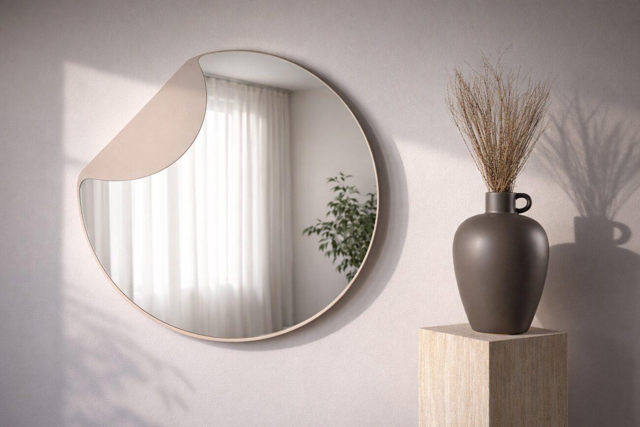 Mui – Small Mirror – Beige, Transparent – 2 x 80 x 70 cm