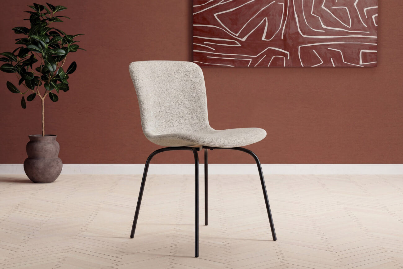 Linus – Chaise de salle à manger – Beige, Noir – 53 x 80 x 45 cm