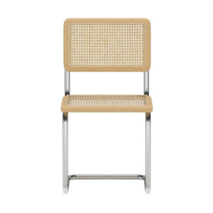 Robert – Chaise de salle à manger – Chrome, Naturel – 46 x 54 x 84 cm