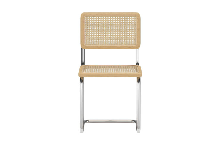 Robert – Chaise de salle à manger – Chrome, Naturel – 46 x 54 x 84 cm