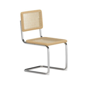 Robert – Chaise de salle à manger – Chrome, Naturel – 46 x 54 x 84 cm