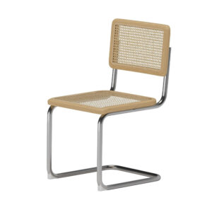 Robert – Chaise de salle à manger – Chrome, Naturel – 46 x 54 x 84 cm