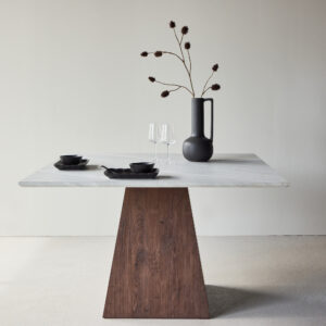 Cael – Table à manger rectangulaire – Moka, Gris clair – 120 x 120 cm