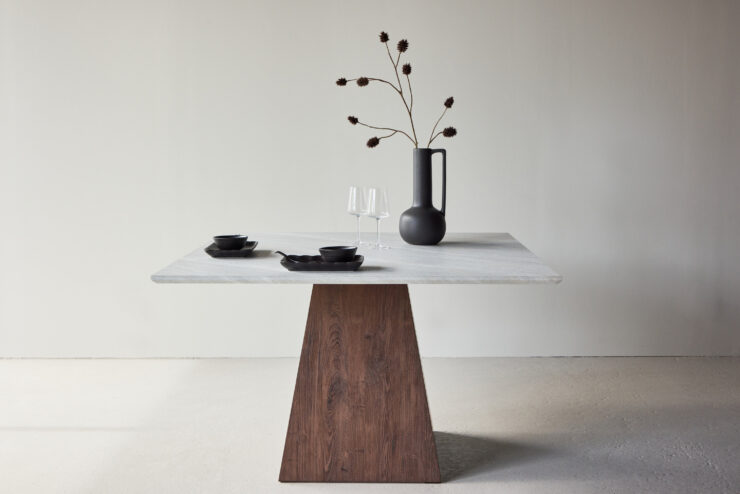Cael – Table à manger rectangulaire – Moka, Gris clair – 120 x 120 cm