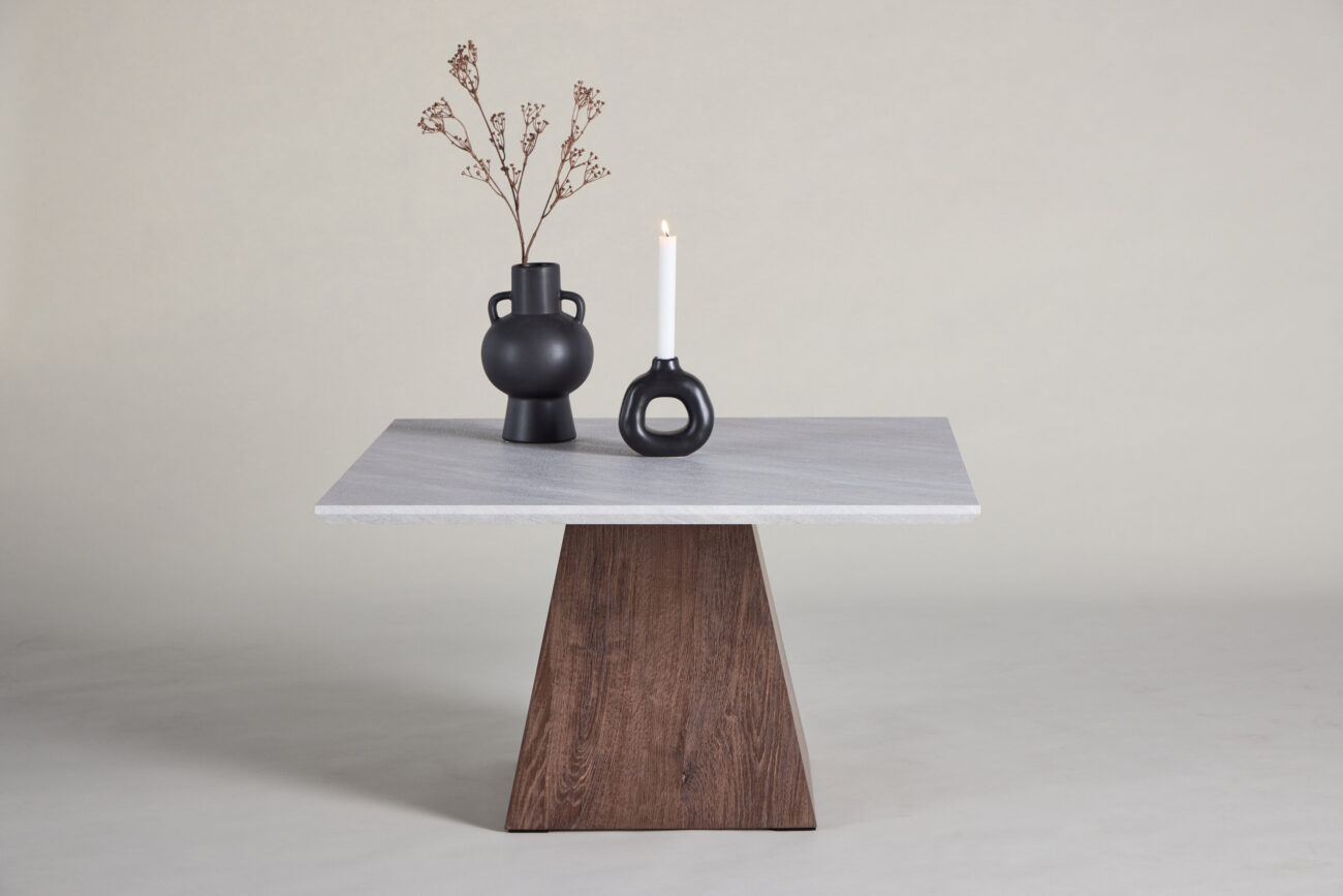 Cael – Table basse – Moka, Gris clair – 80 x 80 cm