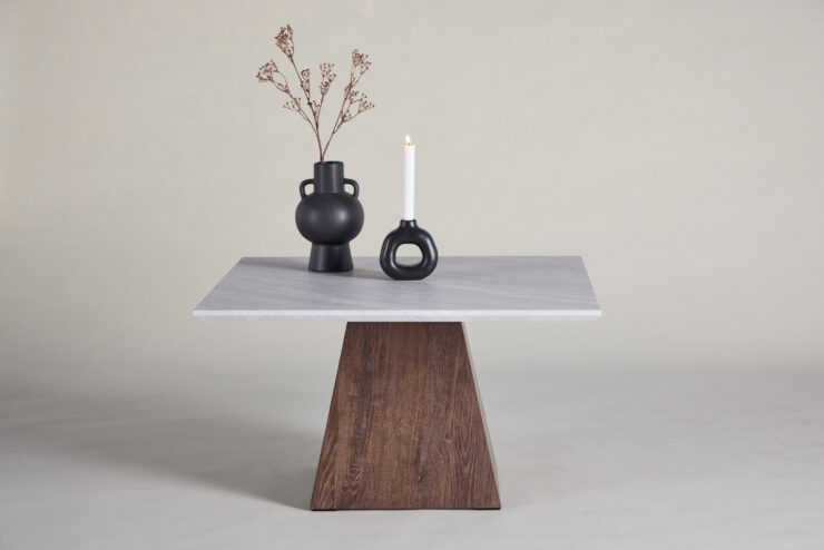 Cael – Table basse – Moka, Gris clair – 80 x 80 cm