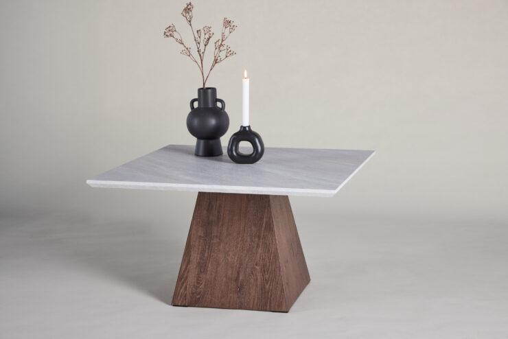 Cael – Table basse – Moka, Gris clair – 80 x 80 cm