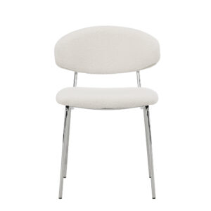 Chico – Chaise de salle à manger – Chrome, Blanc – 59 x 79 x 50 cm