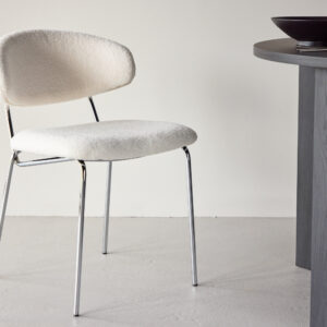 Chico – Chaise de salle à manger – Chrome, Blanc – 59 x 79 x 50 cm