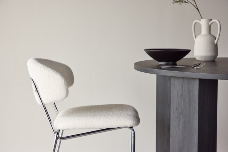 Chico – Chaise de salle à manger – Chrome, Blanc – 59 x 79 x 50 cm