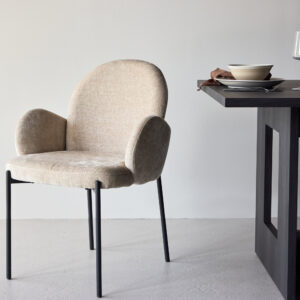 Blom – Chaise de salle à manger – Beige, Noir – 62 x 86 x 62 cm