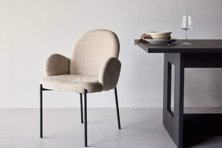 Blom – Chaise de salle à manger – Beige, Noir – 62 x 86 x 62 cm
