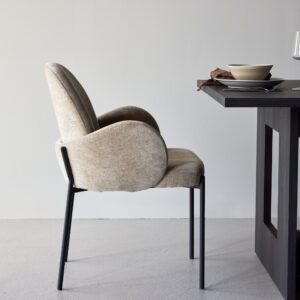 Blom – Chaise de salle à manger – Beige, Noir – 62 x 86 x 62 cm