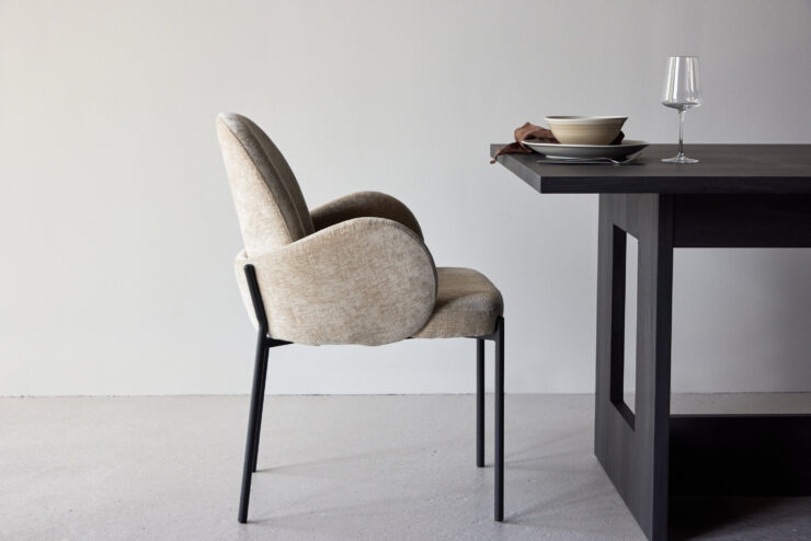 Blom – Chaise de salle à manger – Beige, Noir – 62 x 86 x 62 cm