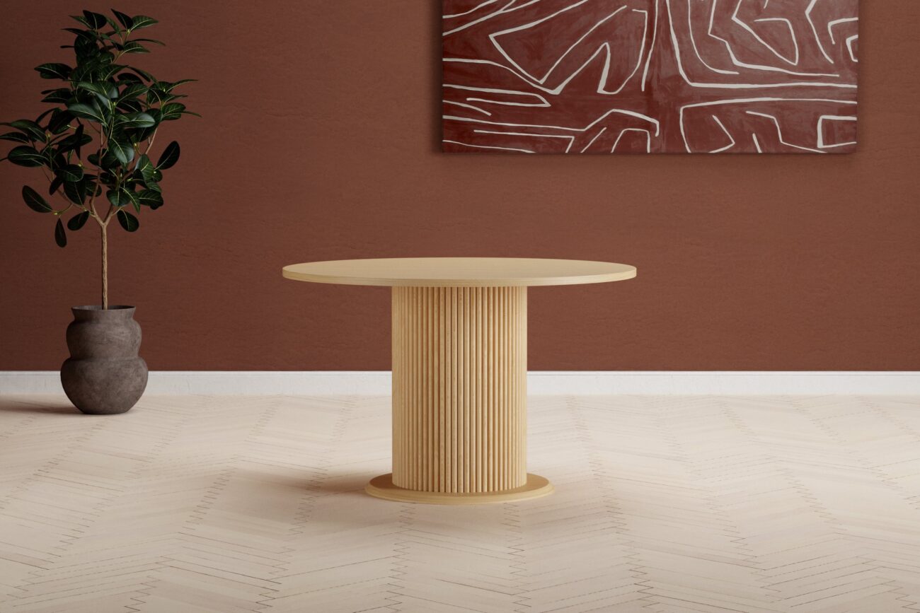 Reko – Table à manger ronde – Naturel – ø120 cm