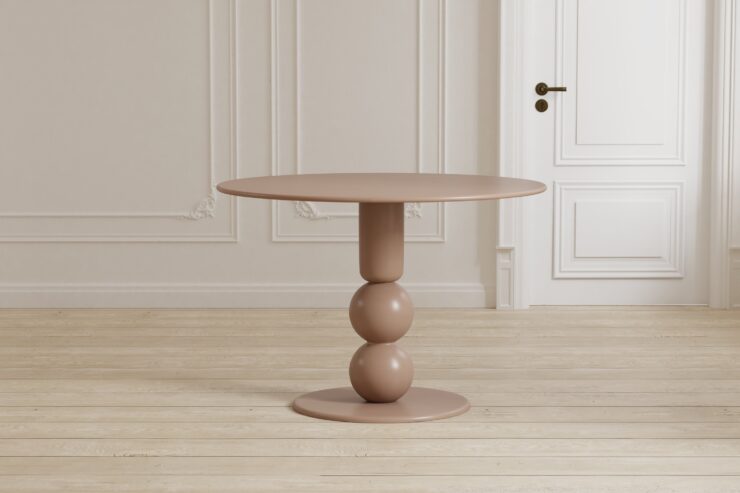 Boule – Table à manger ronde – Beige – Ø110 cm