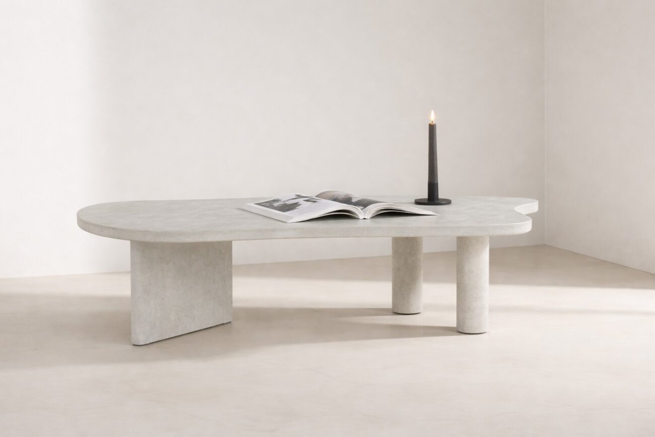 Polle – Table basse – Gris clair – 160 x 60 cm