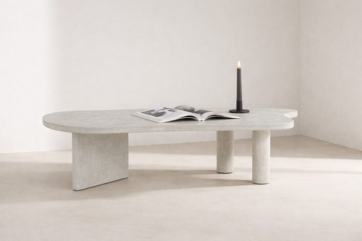 Polle – Table basse – Gris clair – 160 x 60 cm
