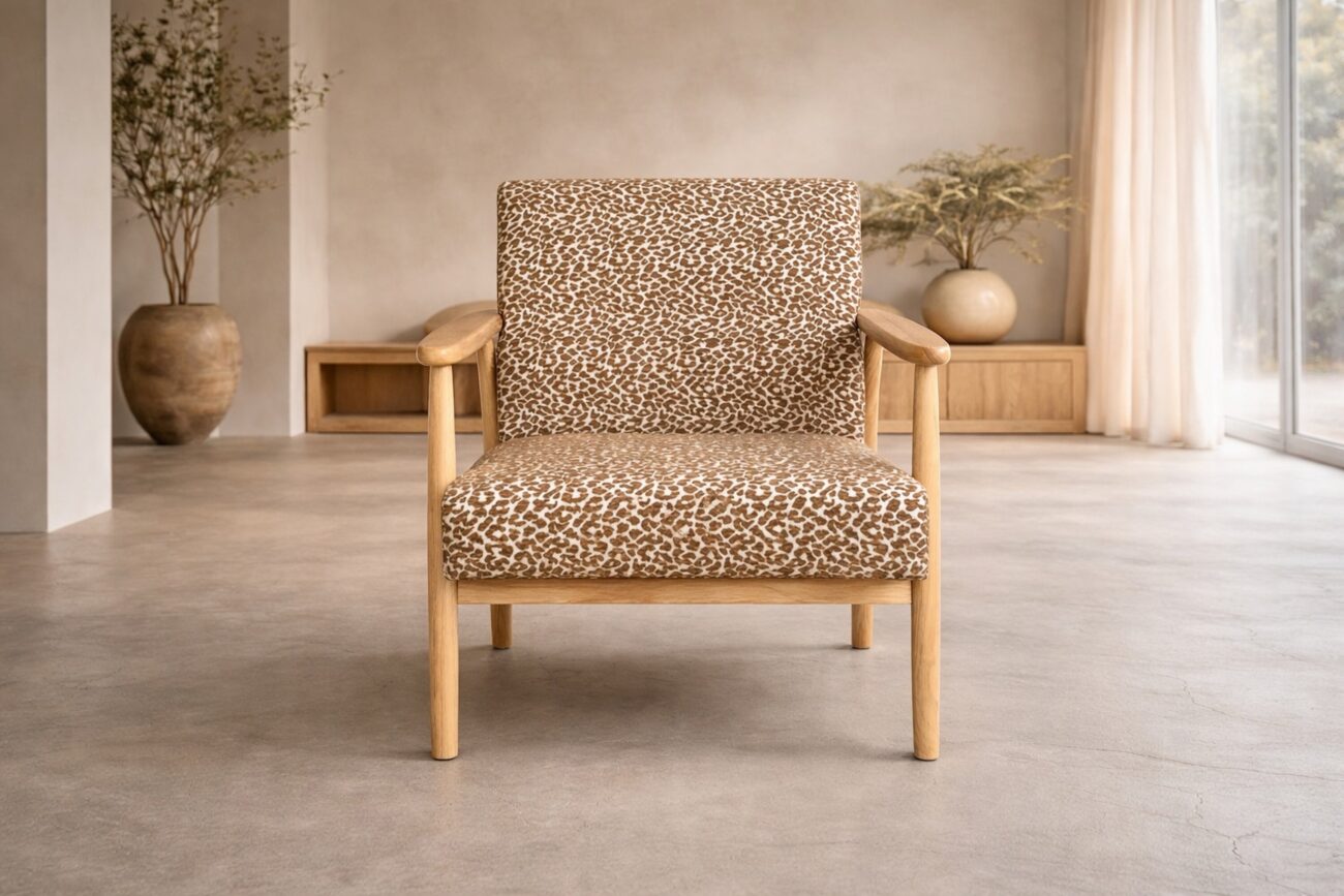 Runbert – Fauteuil lounge – Marron, Naturel – 77 x 84 x 80 cm