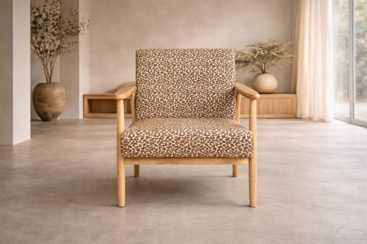 Runbert – Fauteuil lounge – Marron, Naturel – 77 x 84 x 80 cm