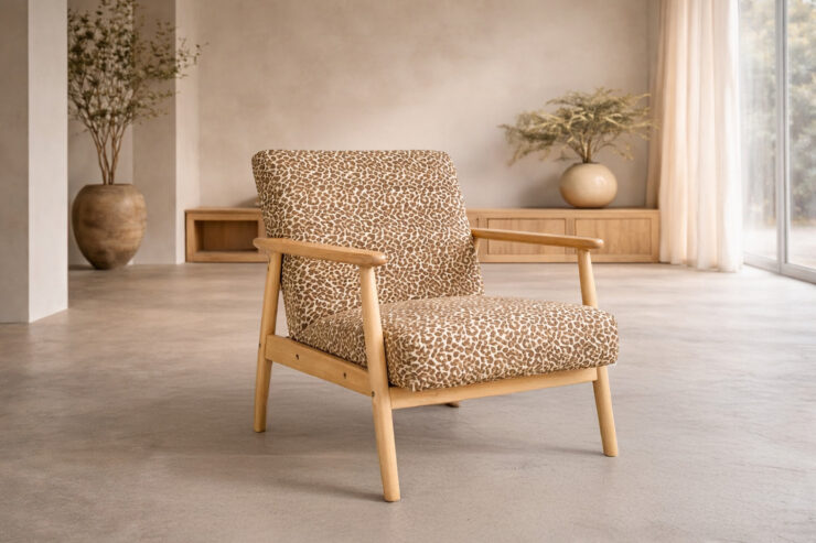 Runbert – Fauteuil lounge – Marron, Naturel – 77 x 84 x 80 cm