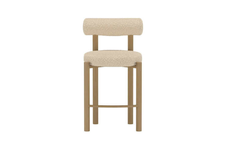 TIllo – Chaise de bar – Blanc, Naturel – 52 x 94 x 52 cm