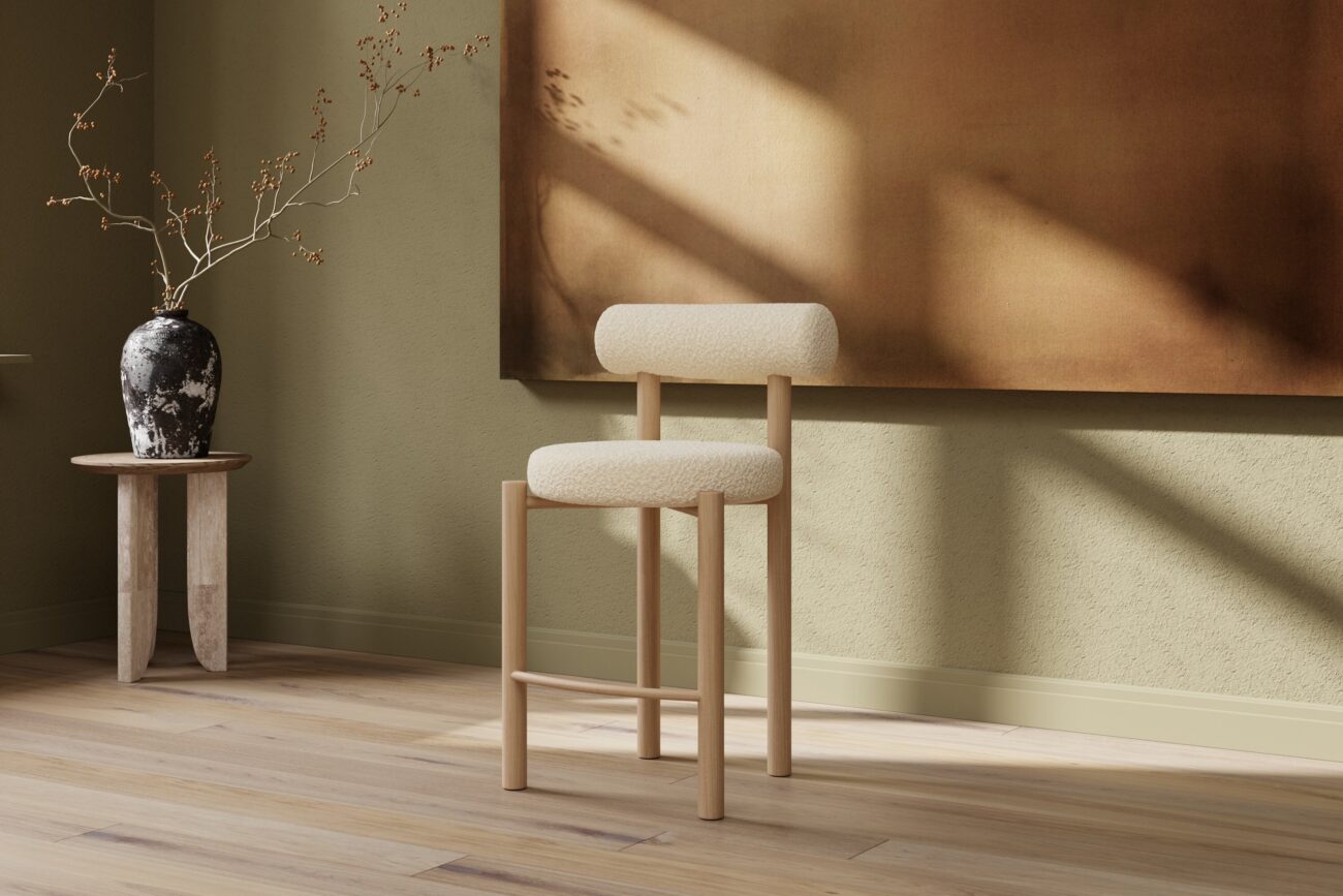 TIllo – Chaise de bar – Blanc, Naturel – 52 x 94 x 52 cm