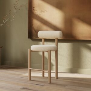 TIllo – Chaise de bar – Blanc, Naturel – 52 x 94 x 52 cm