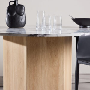Tekla – Table à manger ronde – Naturel, Gris clair – ⌀120 cm